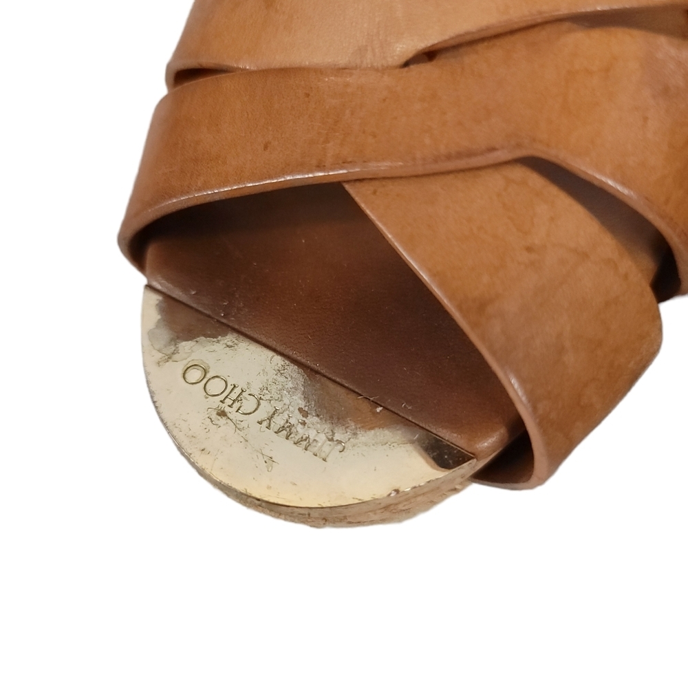 Jimmy Choo Tan Vachetta Leather Wedges​ 42 - Flawed Gem! - Picture 13 of 16